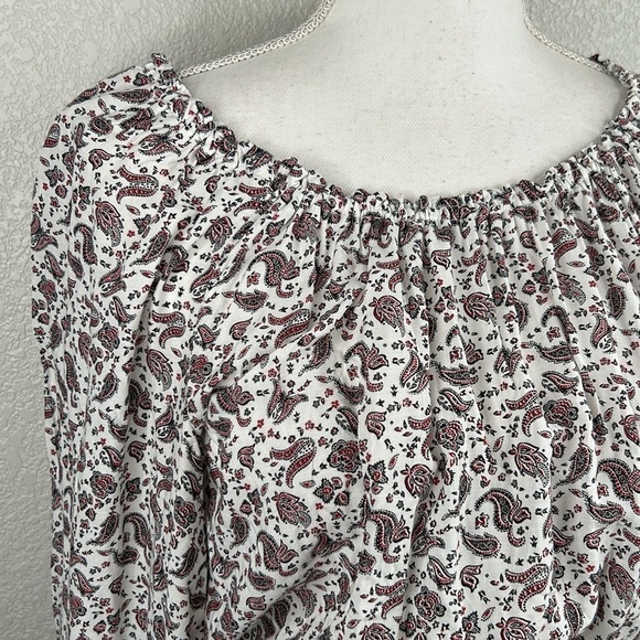 H&M White Floral Boho Long Sleeve Flowy Top Size 2 Small - Picture 2 of 7